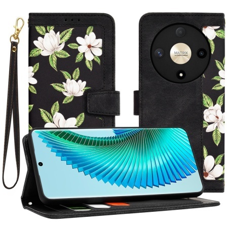 Husa pentru Honor Magic6 Lite, SKYDDAR INNOVATION, Flipcraft din Piele Ecologică, Stand Integrat, Buzunare pentru Carduri, set cu sticker, Negru