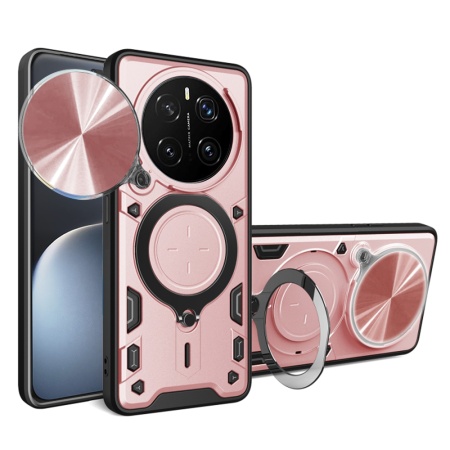 Husa pentru Honor Magic7 Pro, SKYDDAR INNOVATION, CamGuard Pro, Inel Magnetic, Protectie Camera, set cu sticker, Roz auriu