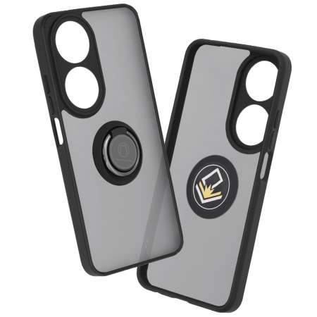 Husa pentru Honor X7b / 90 Smart / X7b 5G, SKYDDAR INNOVATION, Glinth cu Inel Rotativ 360° Magnetic, Negru, set cu sticker