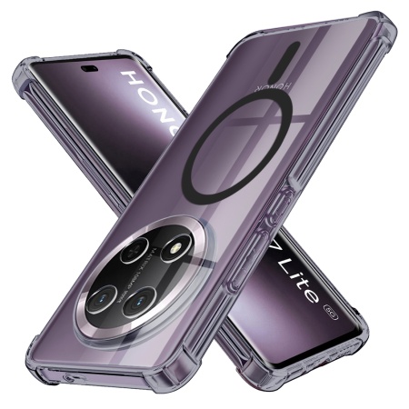 Husa pentru Honor X9c / Magic7 Lite, SKYDDAR INNOVATION, Shockproof MagSafe din silicon, set cu sticker, Fumuriu