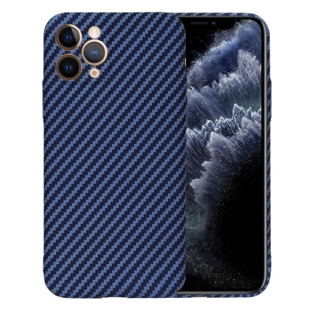 Husa pentru iPhone 11 Pro, SKYDDAR INNOVATION, textura carbon, Carbonite FiberShell, set cu sticker, Cyan,