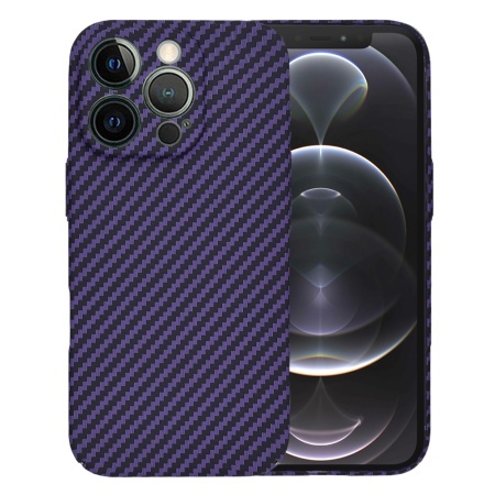 Husa pentru iPhone 12 Pro, SKYDDAR INNOVATION, textura carbon, Carbonite FiberShell, set cu sticker, Mov,