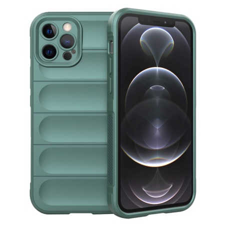 Husa pentru iPhone 12 Pro, SKYDDAR INNOVATION, Vogue, din Silicon Mat, Verde, set cu sticker