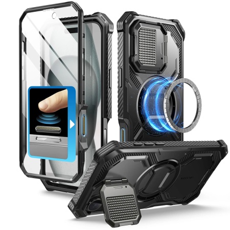 Husa pentru iPhone 16 Plus, Kickstand, AntiSock, I-Blason Armorbox - Negru