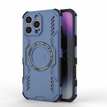Husa pentru iPhone 16 Pro Max, SKYDDAR INOVATION, ArmorMag, Magsafe, set cu sticker, Albastru