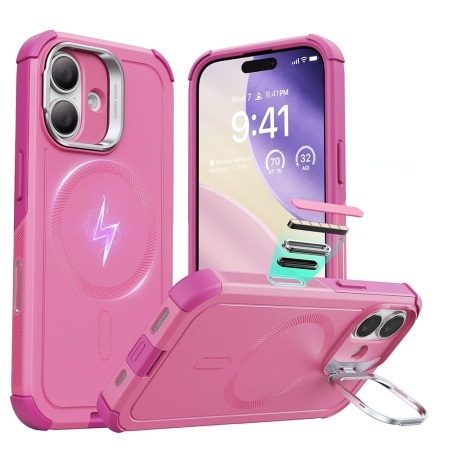 Husa pentru iPhone 17, ESR Cyber Armor Kickstand, Roz