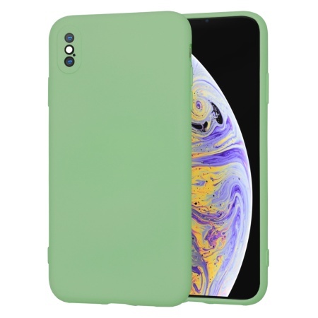 Husa pentru iPhone XS Max, SKYDDAR INNOVATION, din Silicon Catifelat, SoftElegance, set cu sticker, Verde deschis