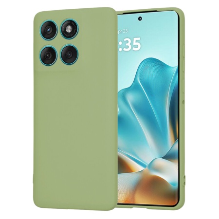 Husa pentru Motorola Edge 60 Fusion, SKYDDAR INNOVATION, din Silicon Catifelat, SoftElegance , Verde deschis, set cu sticker