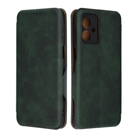 Husa pentru Motorola Moto G55, SKYDDAR INNOVATION, Safe Wallet tip carte din Piele Ecologica, Suport Carduri, Inchidere Magnetica, Verde, set cu sticker