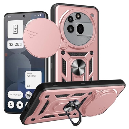 Husa pentru Nothing Phone (3a) Pro, SKYDDAR INNOVATION, CamShield, Roz, set cu sticker