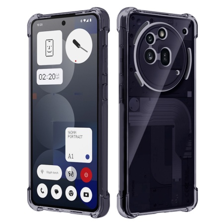 Husa pentru Nothing Phone (3a) Pro, SKYDDAR INNOVATION, Shockproof Clear Silicone, Silicon Slim, set cu sticker, Fumuriu