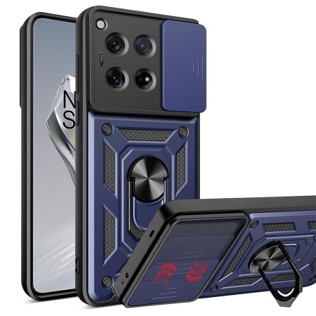 Husa pentru OnePlus 12, SKYDDAR INNOVATION, CamShield, Inel magnetic, set cu sticker, Albastru