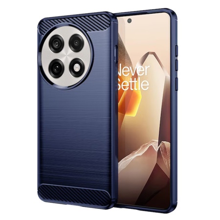 Husa pentru OnePlus 13R, SKYDDAR INNOVATION, Carbon Silicone, din Silicon Slim, cu textura Fibra Carbon, set cu sticker, Albastru