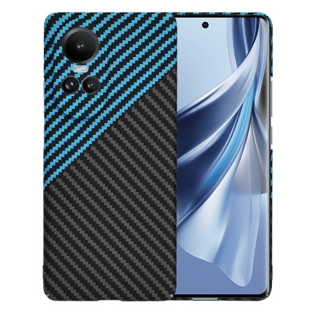 Husa pentru Oppo Reno10 / Reno10 Pro, SKYDDAR INNOVATION, textura carbon, Carbonite FiberShell, set cu sticker, Bleu,