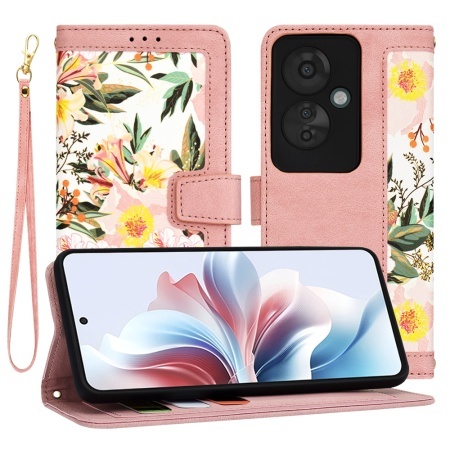 Husa pentru Oppo Reno11 F, SKYDDAR INNOVATION, Flipcraft din Piele Ecologică, Stand Integrat, Buzunare pentru Carduri, set cu sticker, Roz