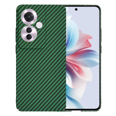 Husa pentru Oppo Reno11 F, SKYDDAR INNOVATION, textura carbon, Carbonite FiberShell, set cu sticker, Verde,