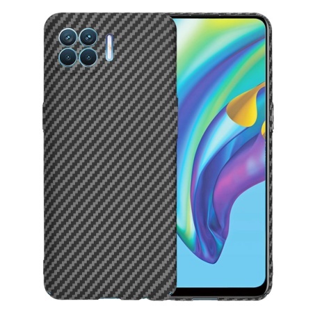 Husa pentru Oppo Reno4 Lite, SKYDDAR INNOVATION, textura carbon, Carbonite FiberShell, set cu sticker, Negru,