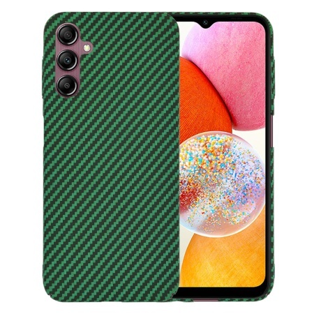 Husa pentru Samsung Galaxy A14 5G / Galaxy A14 4G, SKYDDAR INNOVATION, textura carbon, Carbonite FiberShell, set cu sticker, Verde,