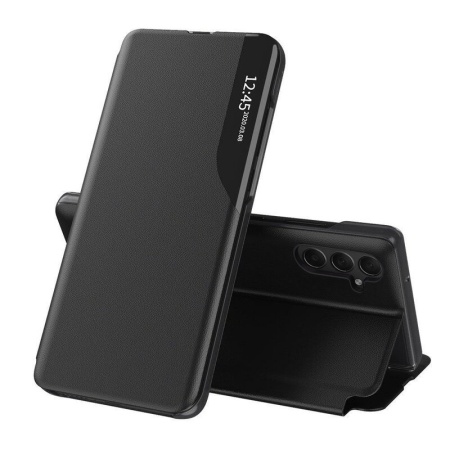 Husa pentru Samsung Galaxy A15 4G / Galaxy A15 5G, SKYDDAR INNOVATION, eFold, tip carte, Negru, set cu sticker