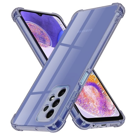 Husa pentru Samsung Galaxy A23 / Galaxy A23 5G, SKYDDAR INNOVATION, Shockproof Clear Silicone, Silicon Slim, set cu sticker, Fumuriu