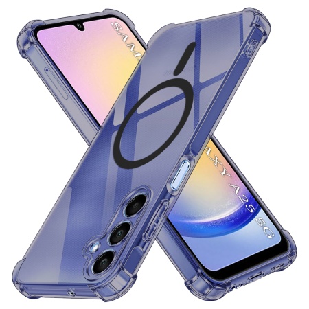 Husa pentru Samsung Galaxy A25 5G, SKYDDAR INNOVATION, Shockproof MagSafe din silicon, set cu sticker, Fumuriu