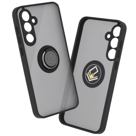 Husa pentru Samsung Galaxy A35 5G, SKYDDAR INNOVATION, Glinth cu Inel Rotativ 360° Magnetic, Negru, set cu sticker