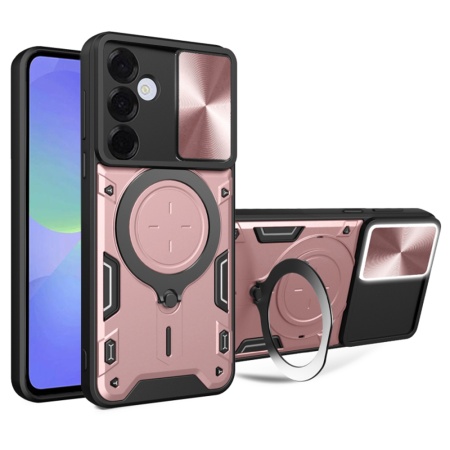 Husa pentru Samsung Galaxy A36 5G, SKYDDAR INNOVATION, CamGuard Pro, Inel Magnetic, Protectie Camera, set cu sticker, Roz auriu