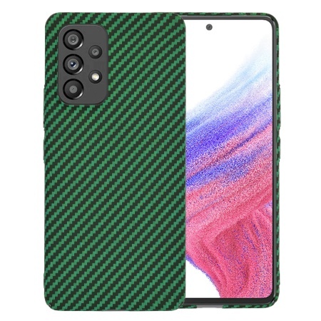 Husa pentru Samsung Galaxy A53 5G, SKYDDAR INNOVATION, textura carbon, Carbonite FiberShell, set cu sticker, Verde,