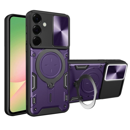 Husa pentru Samsung Galaxy A56 5G, SKYDDAR INNOVATION, CamGuard Pro, Inel Magnetic, Protectie Camera, set cu sticker, Mov