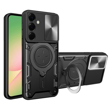 Husa pentru Samsung Galaxy A56 5G, SKYDDAR INNOVATION, CamGuard Pro, Inel Magnetic, Protectie Camera, set cu sticker, Negru