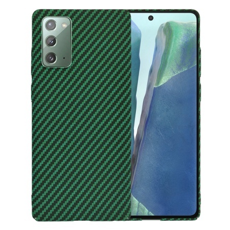 Husa pentru Samsung Galaxy Note 20 / Galaxy Note 20 5G, SKYDDAR INNOVATION, textura carbon, Carbonite FiberShell, set cu sticker, Verde,
