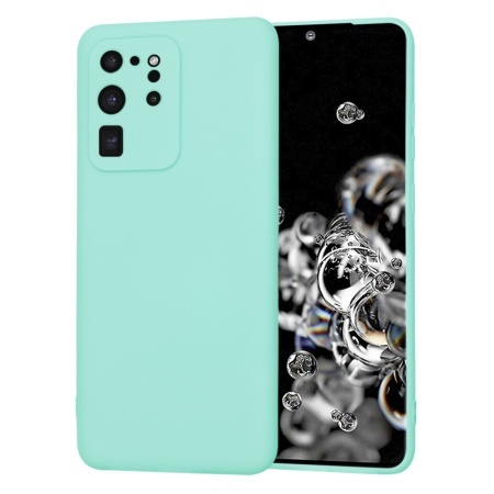 Husa pentru Samsung Galaxy S20 Ultra 5G / Galaxy S20 Ultra, SKYDDAR INNOVATION, din Silicon Catifelat, SoftElegance, set cu sticker, Turcoaz