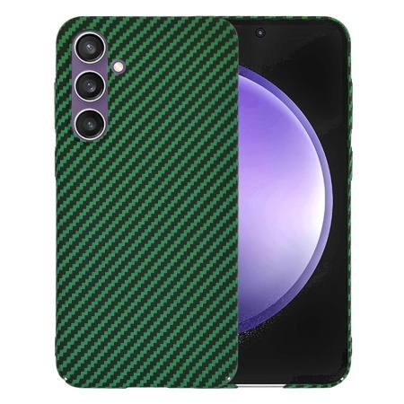 Husa pentru Samsung Galaxy S23 FE, SKYDDAR INNOVATION, textura carbon, Carbonite FiberShell, set cu sticker, Verde,