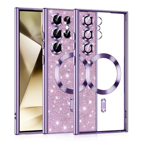 Husa pentru Samsung Galaxy S24 Ultra Design Antisoc, Fundal Detasabil 2-in-1, Protectie Superioara, Margini Ridicate, SKDR Glitter - Mov deschis