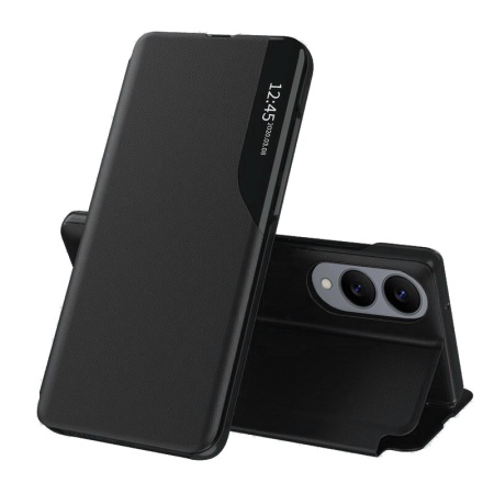 Husa pentru Samsung Galaxy S25 Edge, SKYDDAR INNOVATION, Eco View, tip carte, Negru, set cu sticker