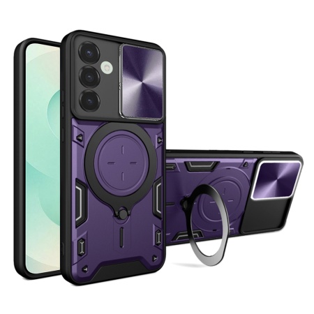 Husa pentru Samsung Galaxy S25 Plus, SKYDDAR INNOVATION, CamGuard Pro, Inel Magnetic, Protectie Camera, set cu sticker, Mov