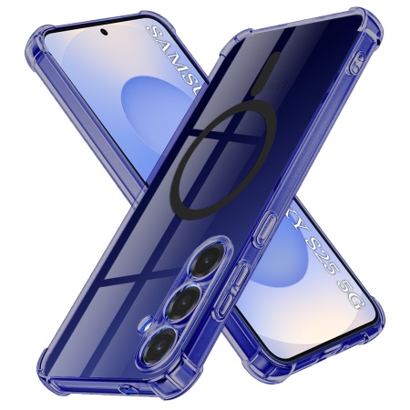 Husa pentru Samsung Galaxy S25, SKYDDAR INNOVATION, Shockproof MagSafe din silicon, set cu sticker, Fumuriu