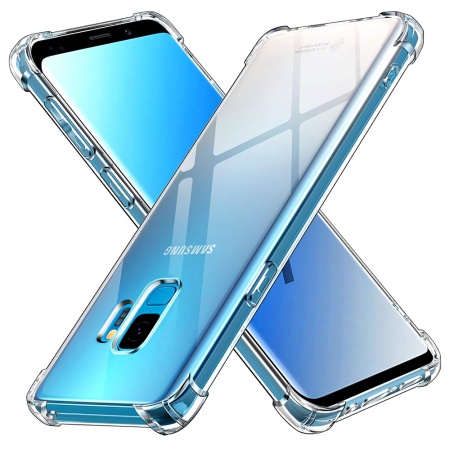 Husa pentru Samsung Galaxy S9 , SKYDDAR INNOVATION, Shockproof Clear din Silicon Slim, Transparenta, set cu sticker