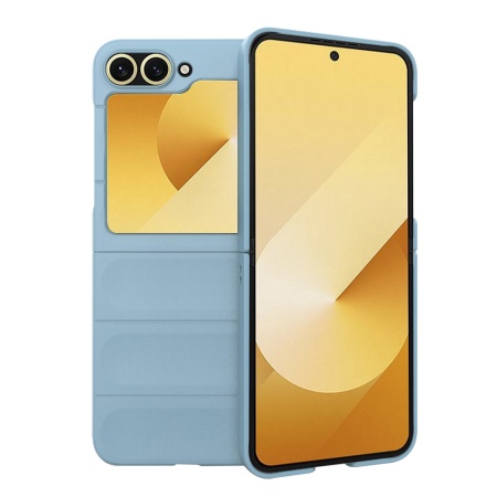 Husa pentru Samsung Galaxy Z Flip6 / Galaxy Z Flip7 FE, SKYDDAR INNOVATION, Magic Shield, din Silicon Mat, set cu sticker, Bleu