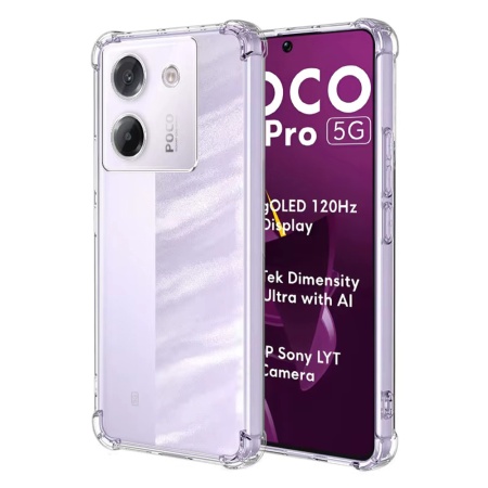 Husa pentru Xiaomi Poco M7 Pro 5G, SKYDDAR INNOVATION, Shockproof Clear Silicone, Silicon Slim, set cu sticker, Transparenta