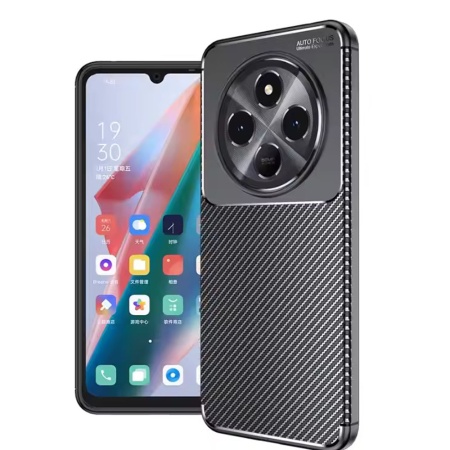 Husa pentru Xiaomi Redmi 14C / Poco C75, SKYDDAR INNOVATION, CarbonFiber, Antisoc, Negru, set cu sticker