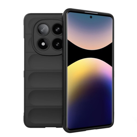 Husa pentru Xiaomi Redmi Note 14 Pro 4G / Poco F7, SKYDDAR INNOVATION, Vogue din Silicon Mat, set cu sticker, Negru