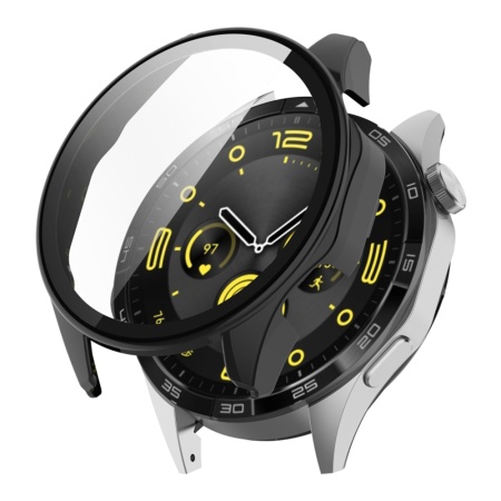 Husa protectie Smartwatch Huawei Watch GT 4 (46mm), SKYDDAR INNOVATION, Defense360 Pro + Screen Protector, AntiSoc, set cu sticker, Negru