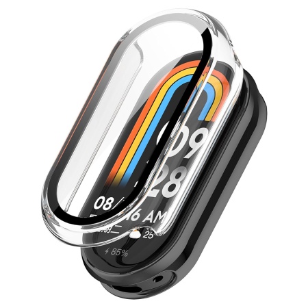Husa protectie Smartwatch Xiaomi Mi Band 9 / 9 NFC, SKYDDAR INNOVATION, Defense360 Pro + Screen Protector, AntiSoc, set cu sticker, Transparenta