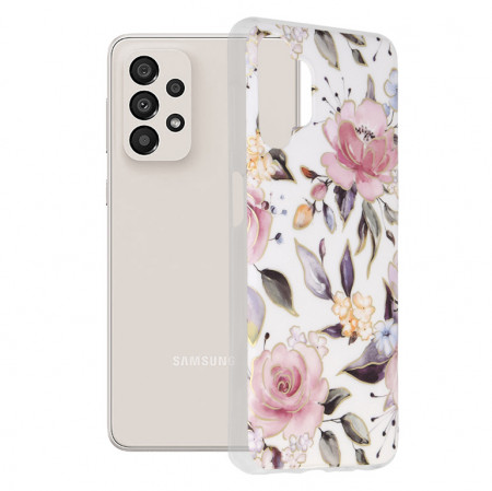 Husa Samsung Galaxy A13 4G Marble Series, Techsuit - Chloe White