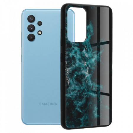 Husa Samsung Galaxy A32 4G cu sticla securizata, Techsuit Glaze - Blue Nebula