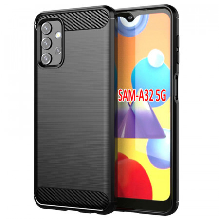 Husa Samsung Galaxy A32 5G din silicon, Slim, cu textura Fibra Carbon - Negru