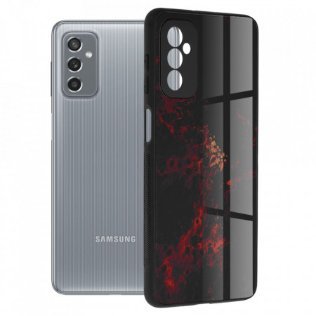 Husa Samsung Galaxy M52 5G cu sticla securizata, Techsuit Glaze - Red Nebula