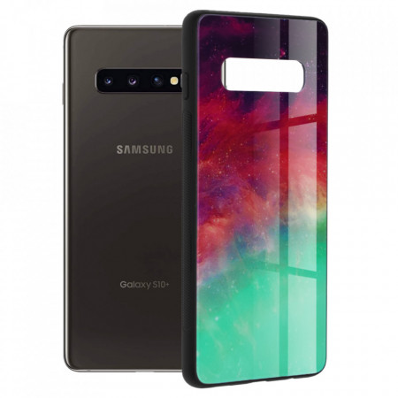 Husa Samsung Galaxy S10 Plus cu sticla securizata, Techsuit Glaze - Fiery Ocean