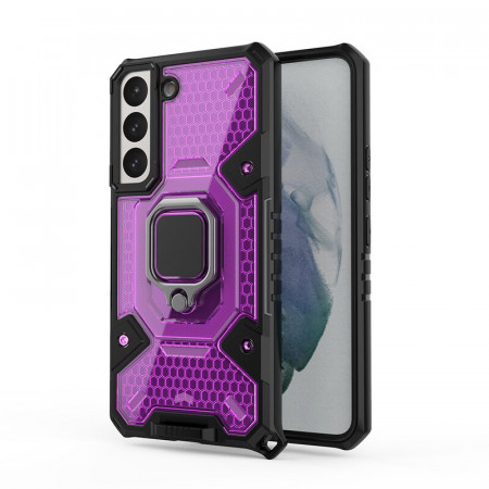 Husa Samsung Galaxy S22 Plus cu inel, Techsuit Honeycomb - Rose-Violet